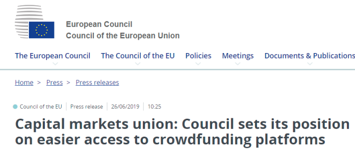 Posición Cosejo UE ante crowdfunding